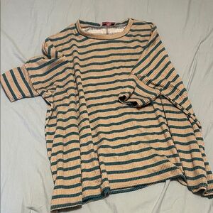 Striped Women's Top - Green and Tan